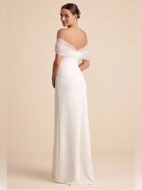 NWT Lulus Off-Shoulder White Column Wedding Gown Medium